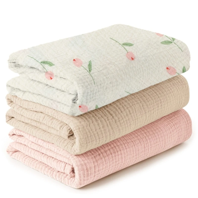 3xBaby Swaddles Wrap Cotton Receiving Blankets Set Soft Breathable Bath Towel H37A