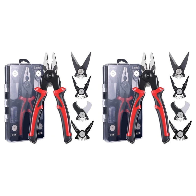 

10-PCS Plier Tool Set, 5 In 1 Versatile Tool Kit, With Linesman Plier, Wire Stripper, Crimping Tools, Sheet Metal Shear