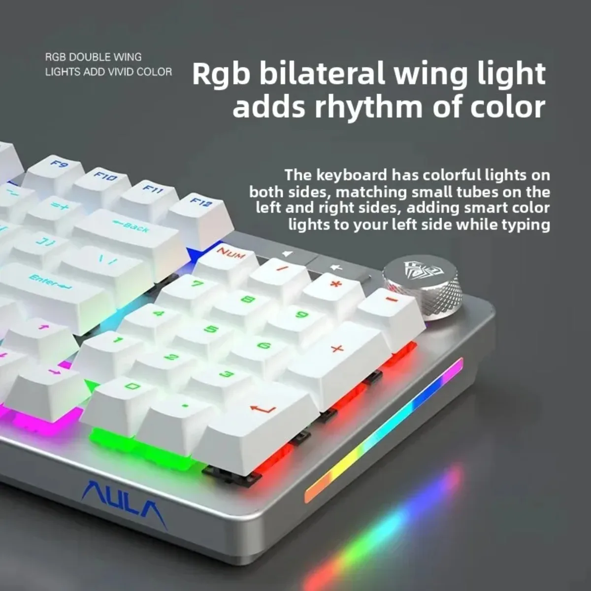 AULA F3060 Wired Keyboard Full Key Hot Swappable Aluminum Alloy Panel RGB Gaming Keyboard with Metal Knobs Game Accessories Gift - Image 2