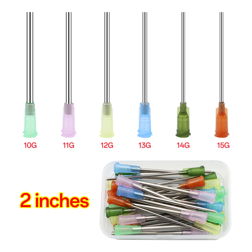 30pcs 50mm Dispensing Needle Syringe Needle 2 Inch Glue Needle for Filling Glue, Ink and Syringes, 6 Different Specifications