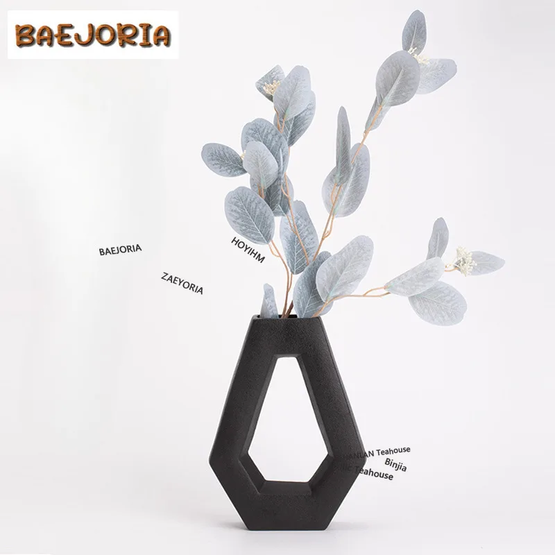 BAEJORIA Six Contract Flower Bottle Ceramic Flower Vase Living Room Decoration Vase For Plant Desktop Ornament Arrangement Decor