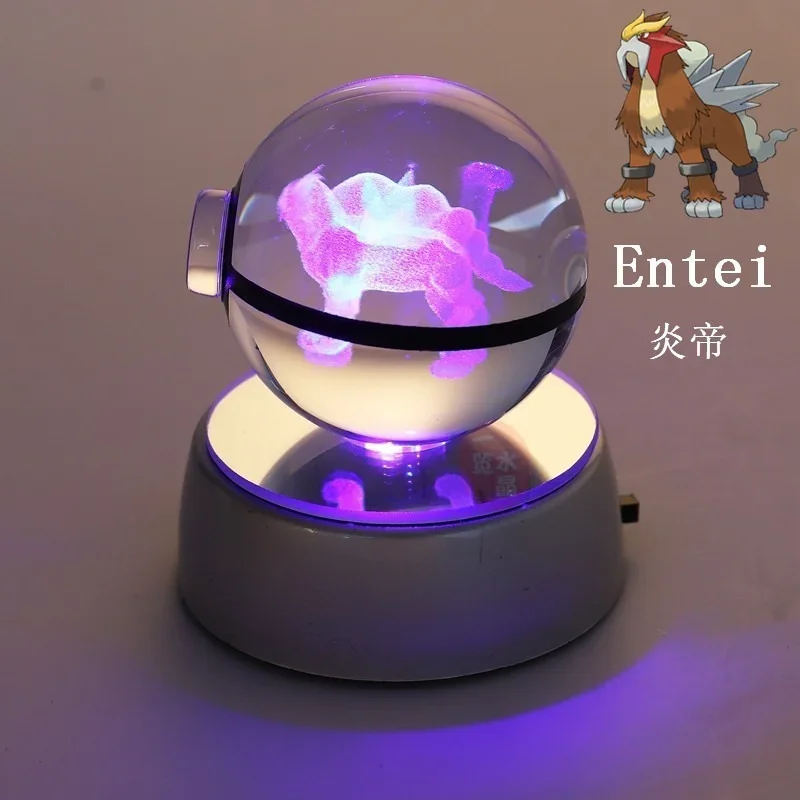 Anime Pokemon 3D Crystal Ball Toys Pikachu eevee Mew Piplup LED Light Anime Figurine Pokeball giocattolo per bambini regalo ANIME da collezione