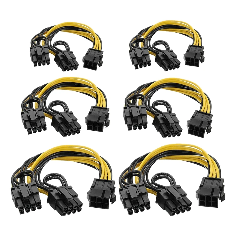 Adaptateur d'alimentation PCI Express pour carte de fouille, câble d'extension GPU VGA, carte vidéo minière, câble d'alimentation, 6 broches pour touristes, Pcie, 8 broches