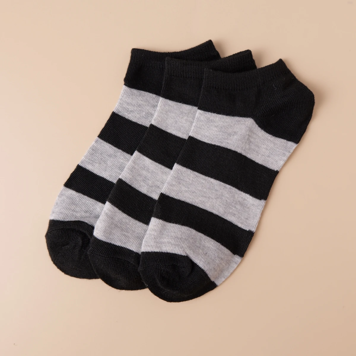 20 par skarpetek unisex – czarno-szare paski, wygodne, oddychające, odprowadzające wilgoć