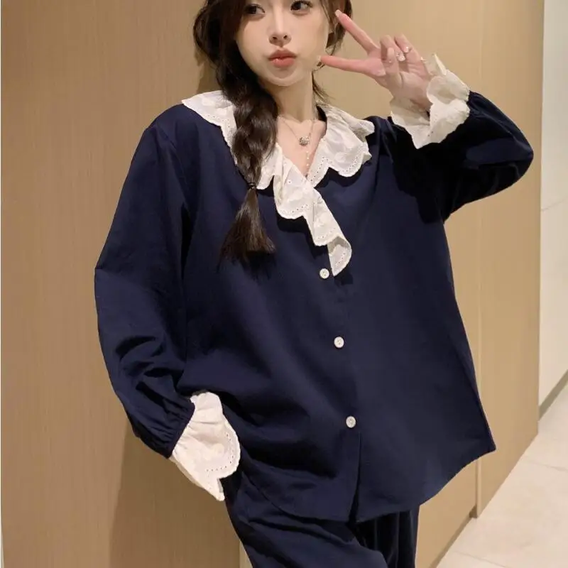 

Women's Clothing Pajamas The Spring and Autumn Annals Princess Style Sweet Long Sleeves Pants Homewear Suit Fashion Comfortable