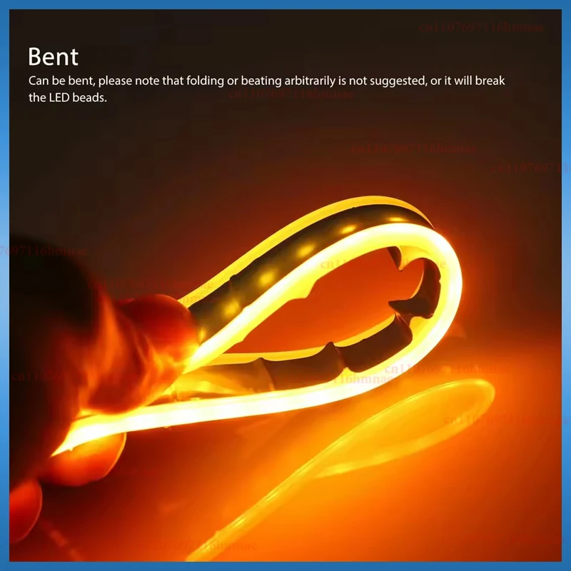 2 قطعة LED سيارة DRL النهار تشغيل ضوء مرنة شريط مقاوم للماء 12 فولت السيارات المصابيح الأمامية الأبيض بدوره إشارة أضواء تدفق الفرامل الصفراء #3