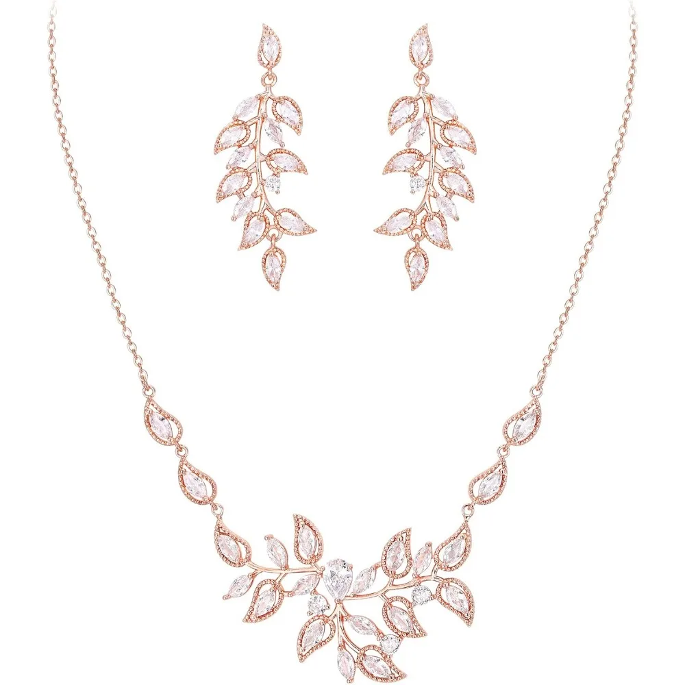 

Austrian Crystal Bridal Necklace and Earrings Set for Wedding Party Dress Iridescent AB Silver Tone