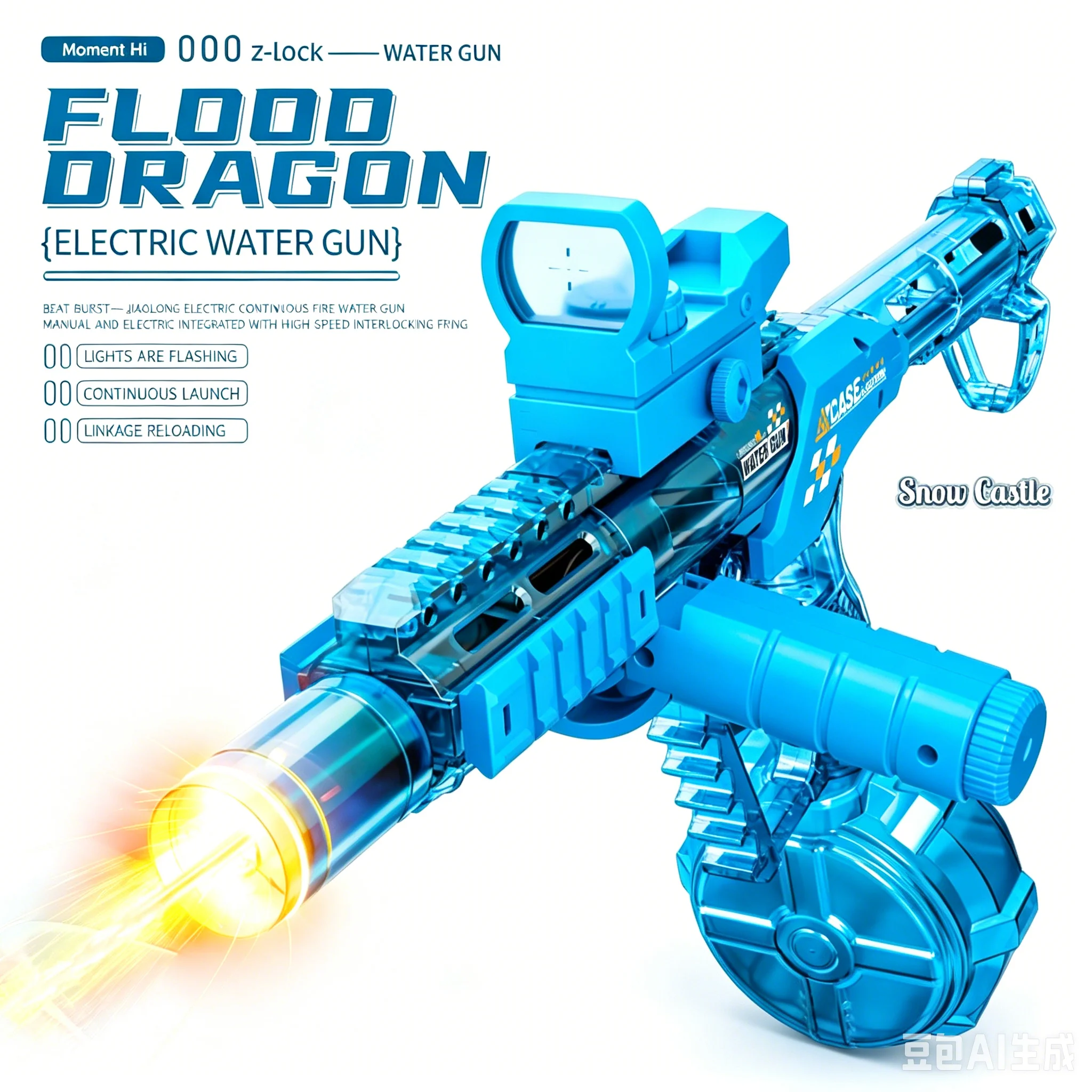

Simulated Firing and Recoil Electric Water Gun Toys Children Automatic Sensor Lights Water Pistol Summer Outdoor Beach Kids Toy