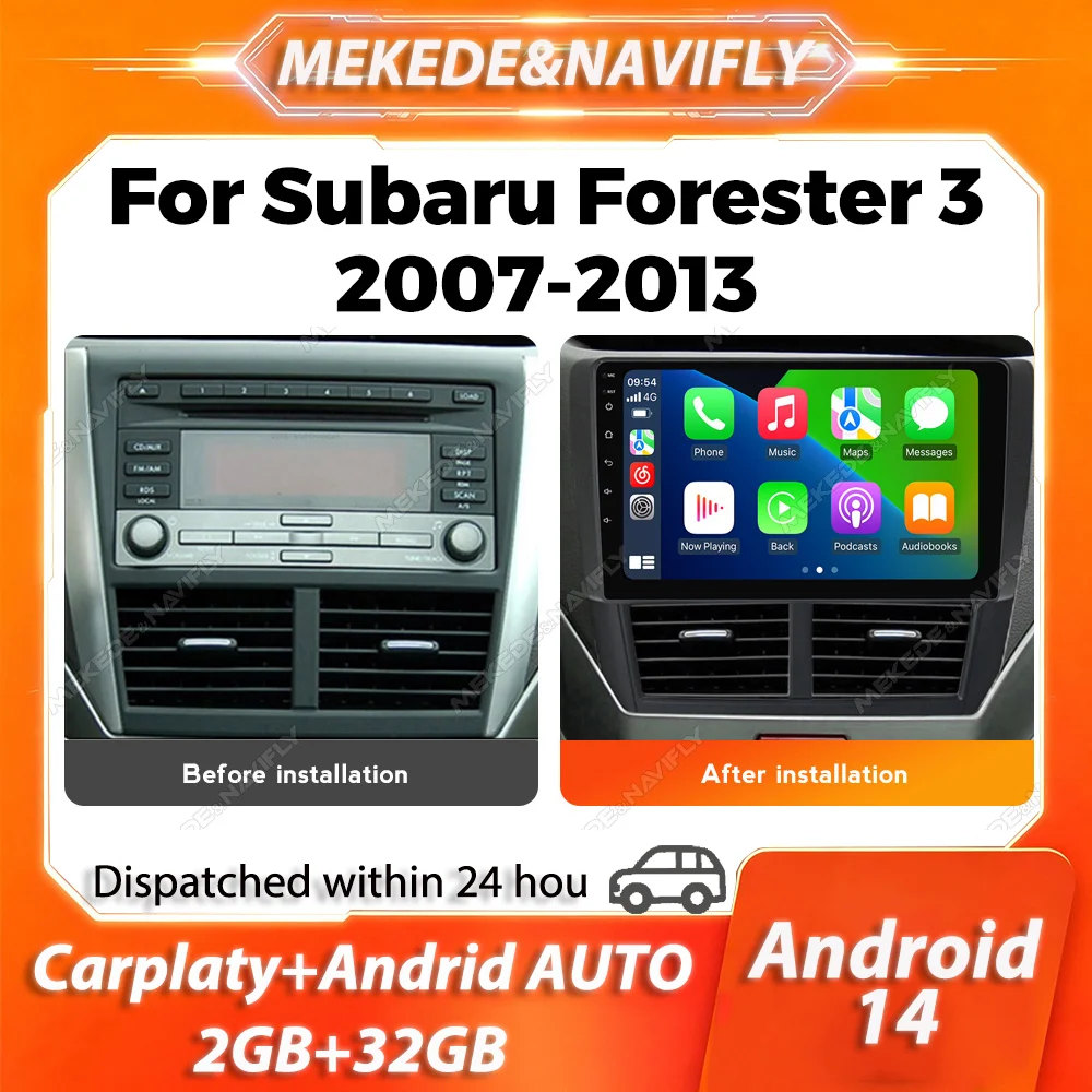 MEKEDE 2 Din Carplay für Subaru Forester 3 SH 2007 - 2013 für Impreza GH GE IPS-Bildschirm Autoradio GPS-Navigation Autoradio Stereo