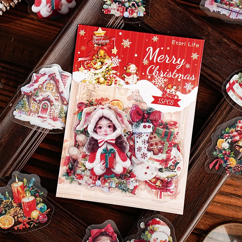 

8 упаковок/лот, серия «Рождественские приключения», милые ретро-декоративные наклейки для домашних животных