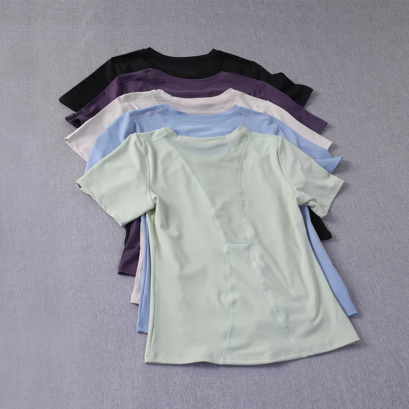 Atmungsaktives Mesh-Sport-T-Shirt für Damen, locker sitzendes, schnell trocknendes Yoga-Workout-Top, leichtes Sport-T-Shirt