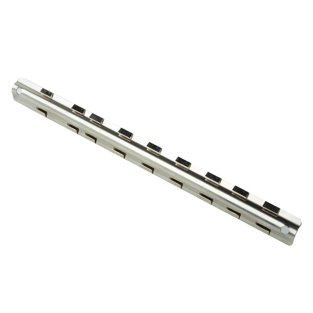 1 Pc Sockel Rack Halter 1/4 3/8 1/2 zoll 8 Clips Organizer Schiene Eisen 150/190/260mm Für Lagerung Lose Buchse Werkstatt Hand Werkzeuge – Detail 6