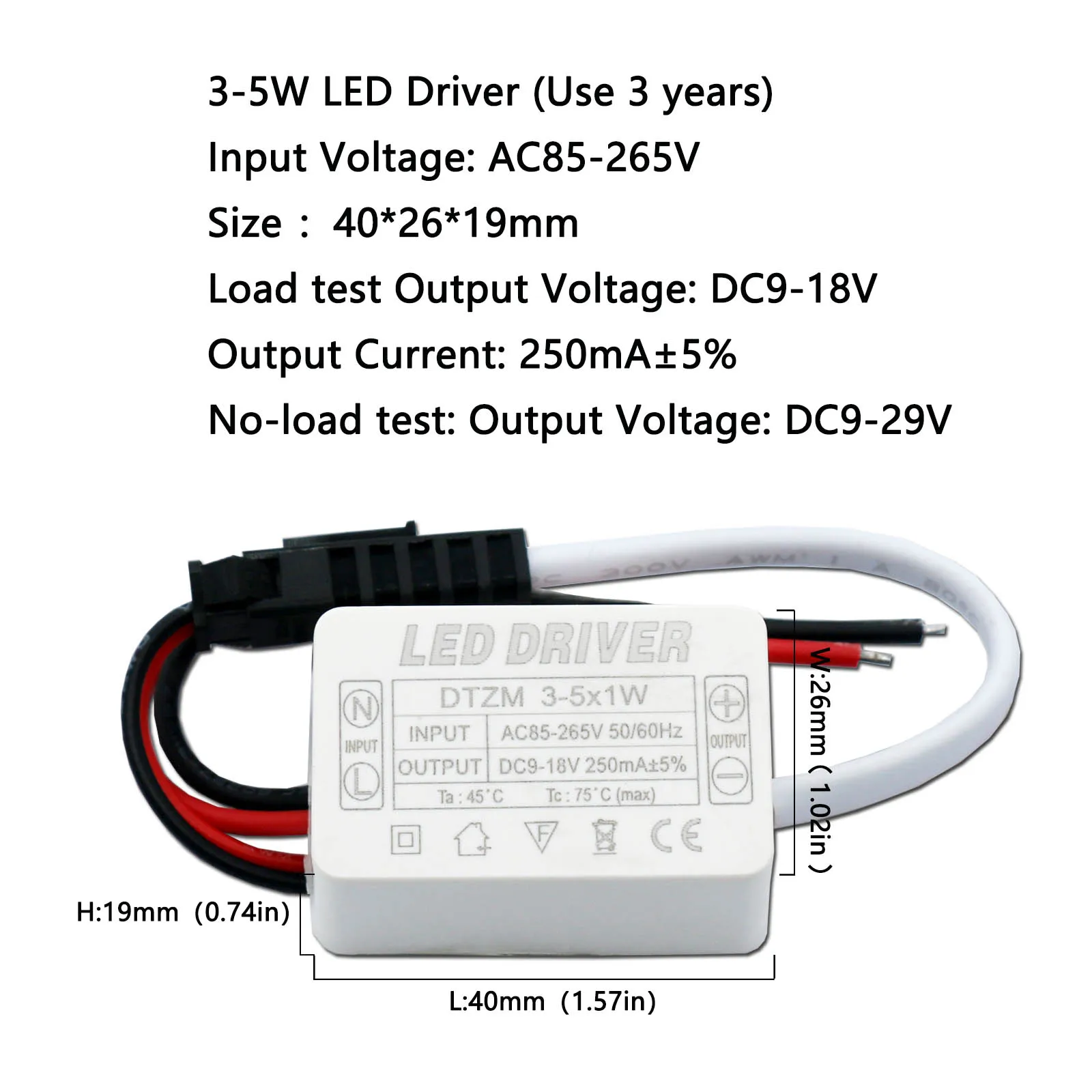 3W 4W 5W LED Driver AC85-265V 250mA LED Power Supply Unit Lighting Transformer for Tube Lamp Desk Lamp