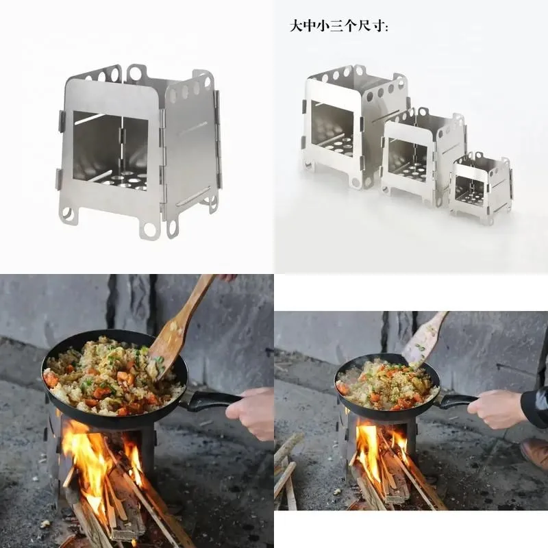 Camping Stainless Steel Folding Wood Burning Oven Outdoor Square