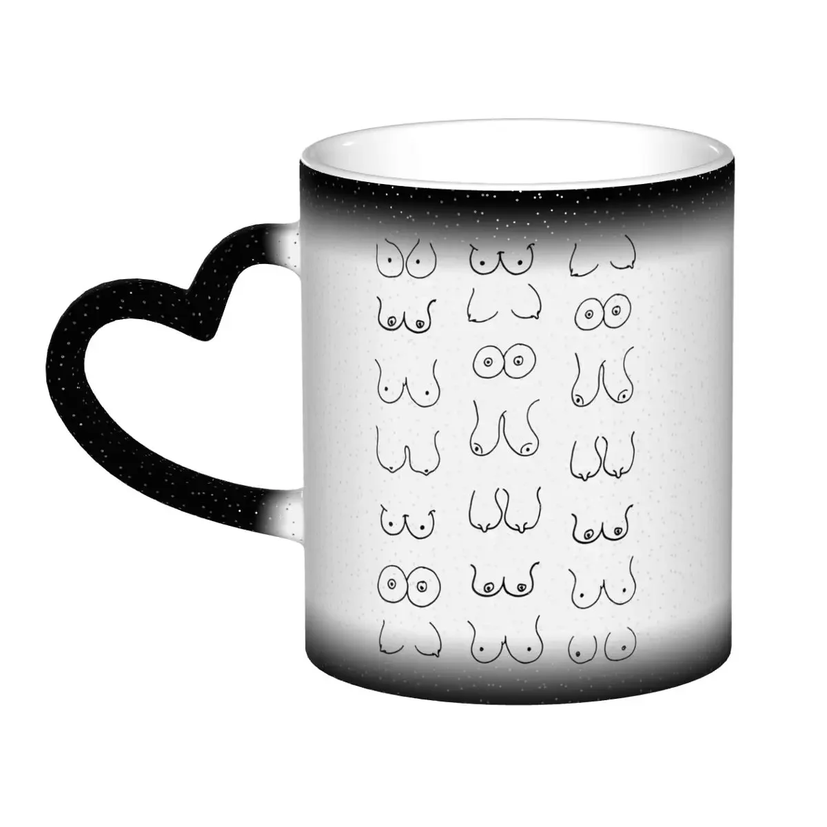 Taza con dibujo de tetas en blanco y negro, tazas de café de cerámica divertidas, tazas de té, taza de leche, regalos para amigos