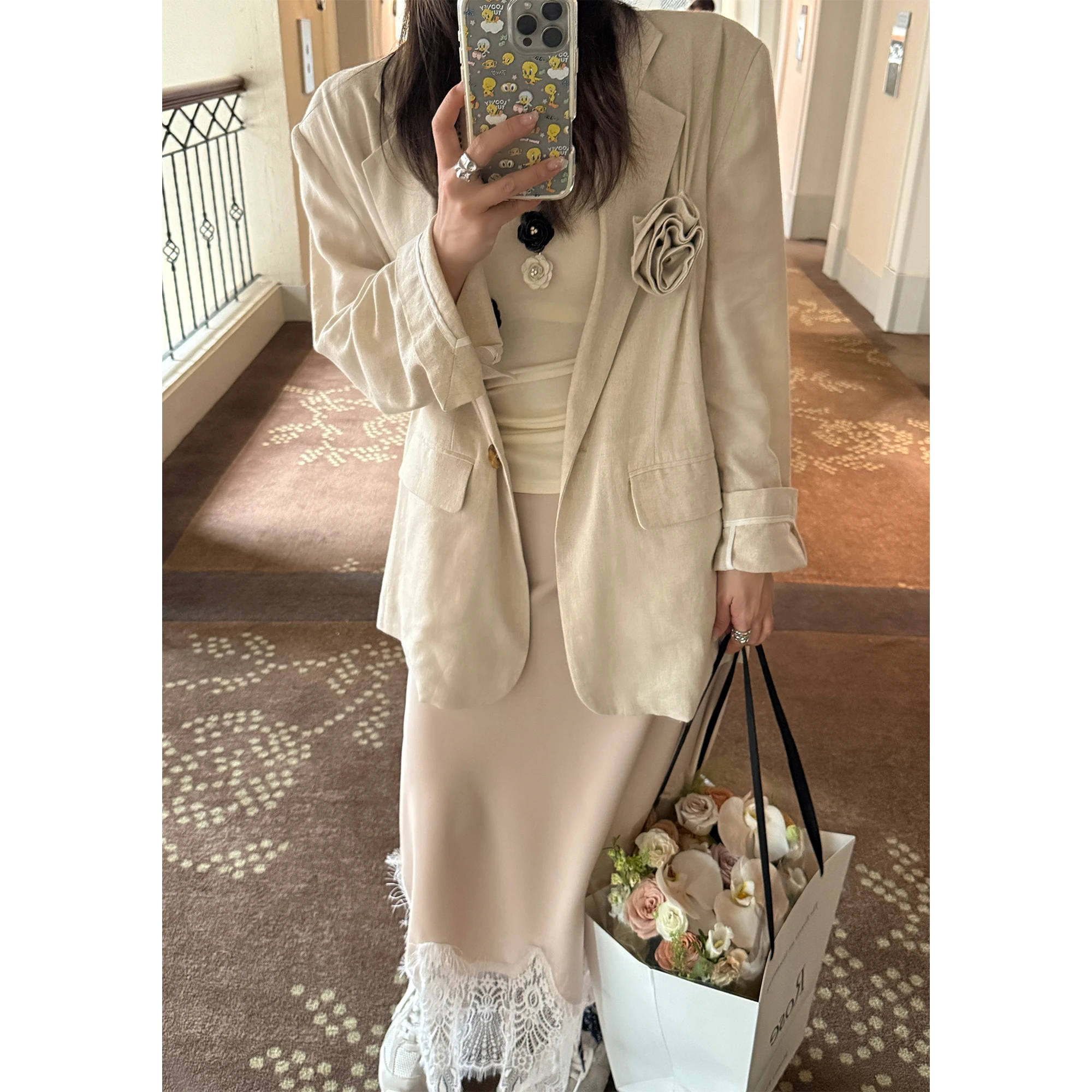 

Легкий льняной солнцезащитный костюм для женщин: дышащая модная летняя верхняя одежда из чистого льна, коллекция 2025