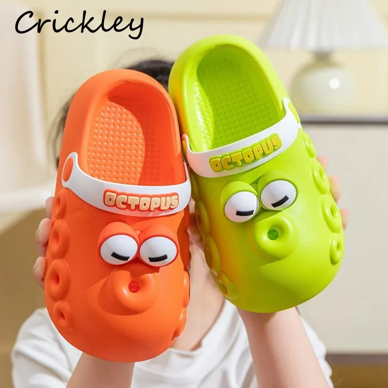 

Octopus Cartoon Boys Girls Slippers Summer EVA Solid Kids Fashion Slippers Waterproof Soft Clogs Beach Shoes For Children