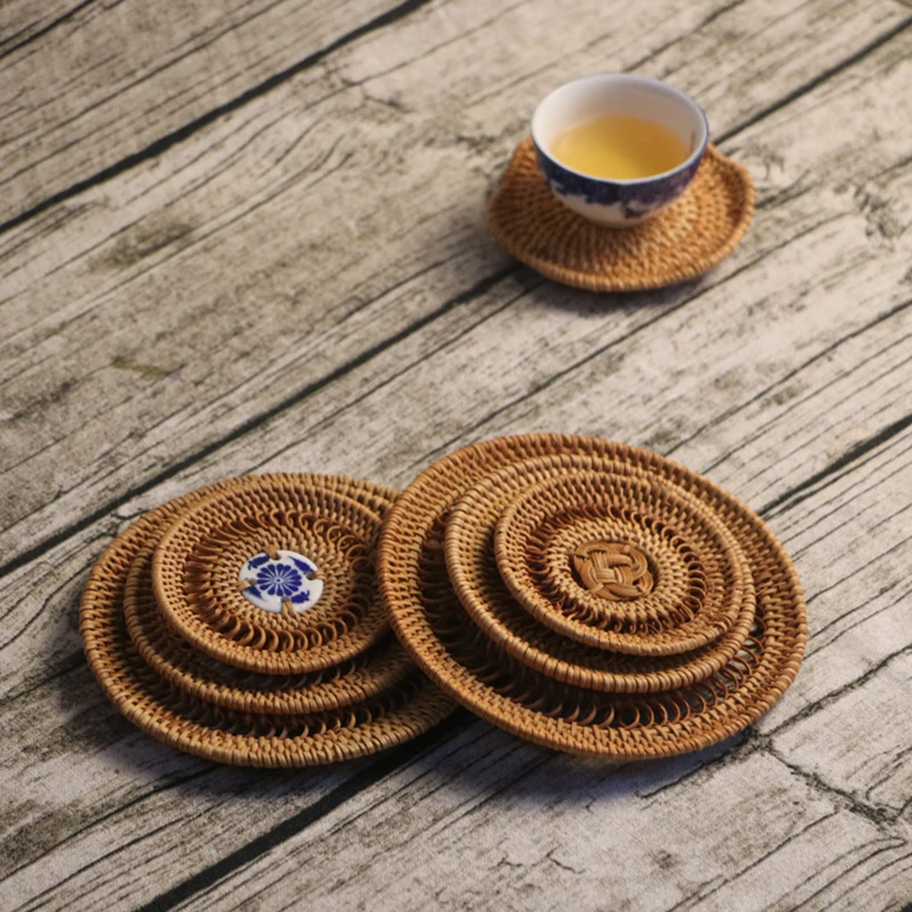 Straw Placemats Insulation Pads Home Entertaining Dining Experience Easy Maintenance Heat Resistance For Bowls