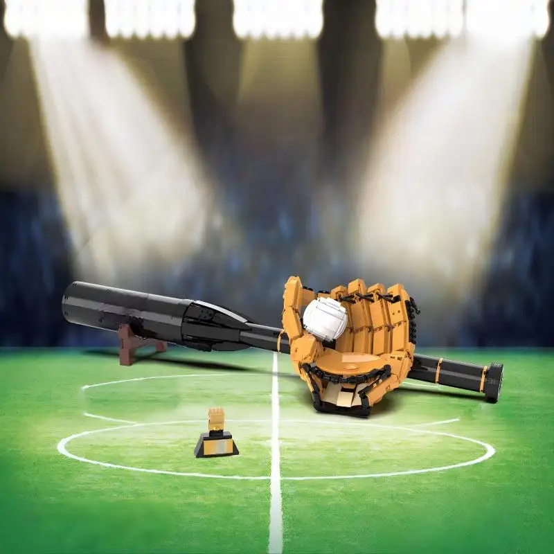 Rugby Helmet Baseball Glove Bat Building Blocks, Detailed Sports Model, Home Decor, Ideal Present For Sports Collectors.