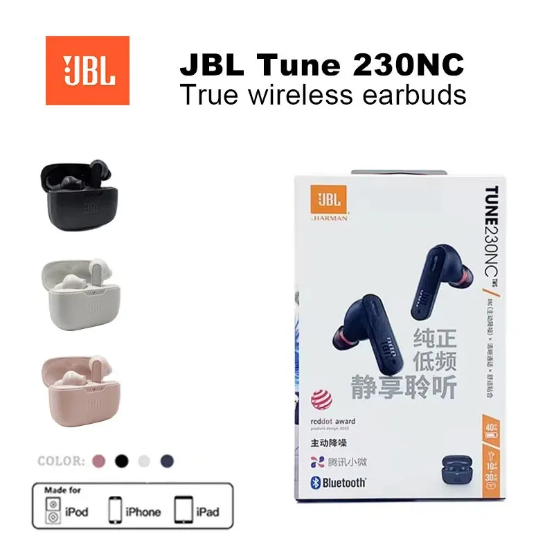 JBL Tune 230NC TWS True Wireless Bluetooth IPX4 Earphone Cancelling Deep Bass Sport Earbuds Handsfree Call Headphones Tune230 NC