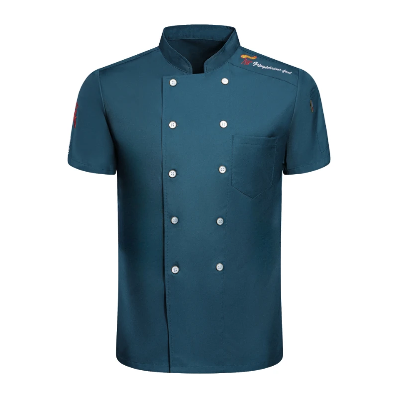 Chef-Koksjack Met Korte Mouwen Voor Heren En Dames Restaurant Kelner Uniform Top