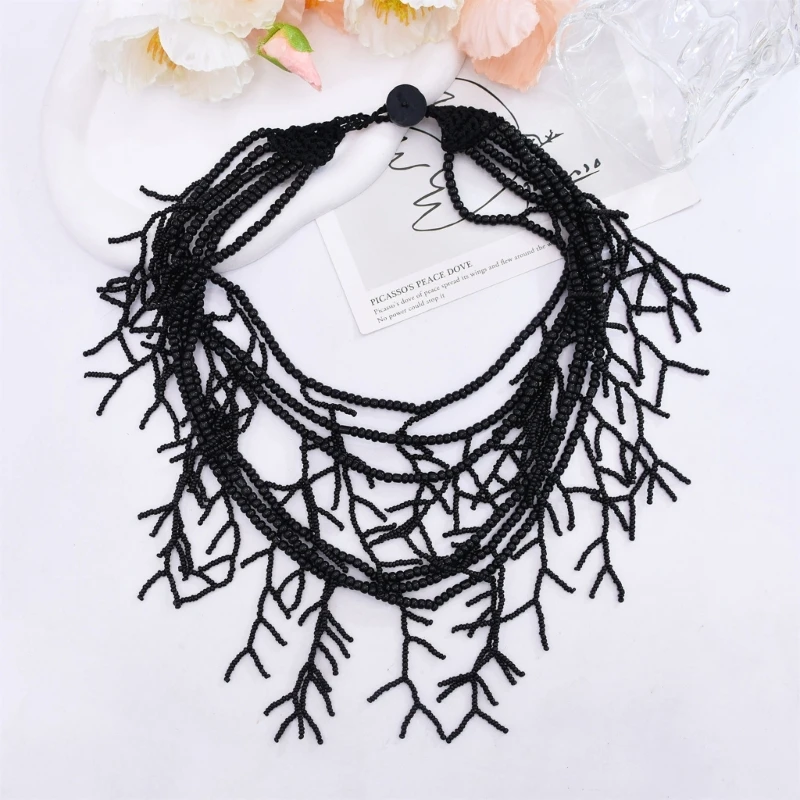 MultiLayered Beads Choker Necklace Fashion Neck Jewelry Decorative Neck Accessory for Bohemian Dresses Women Accessory