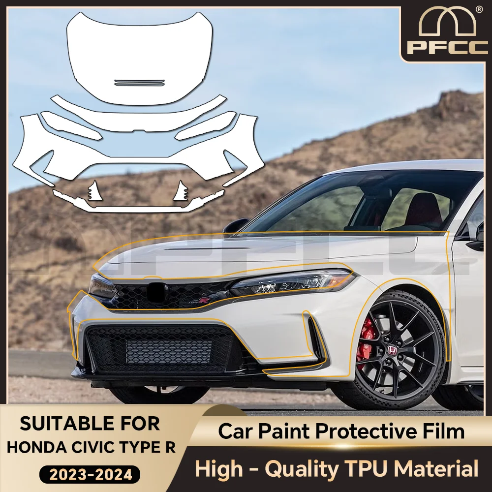 For Honda Civic Type R 2023 2024 TPU Paint Protection Film Clear Bra Pre-cut PPF Car Body Anti-scratch Resistant Invisible Cover