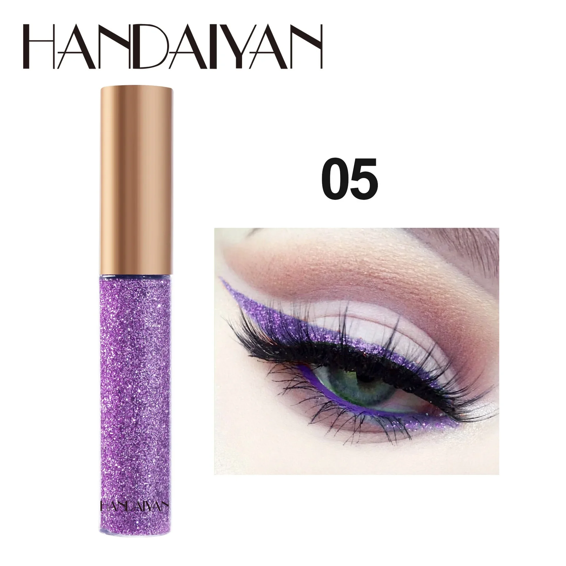 HANDAIYAN Glitzer-Flüssig-Eyeliner-Stift Funkelndes Hochglanz-Pigment Bühnen-Diamant-Lidschatten Langanhaltend Wasserfest Augen-Make-up – Detail 25