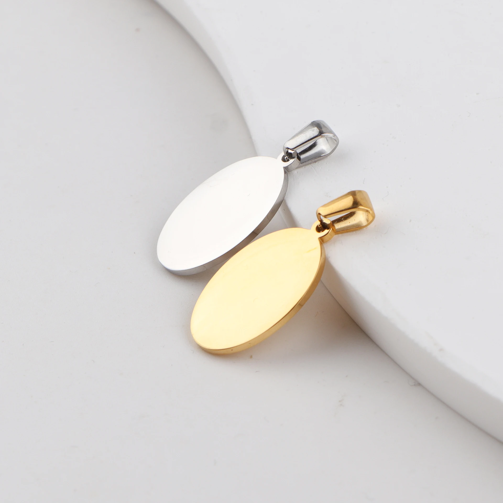 

10pcs/lot Mirror Polished Stainless Steel Ellipse Charms Oval Blank Bar Tag Pendant for DIY Jewelry Making Accessories