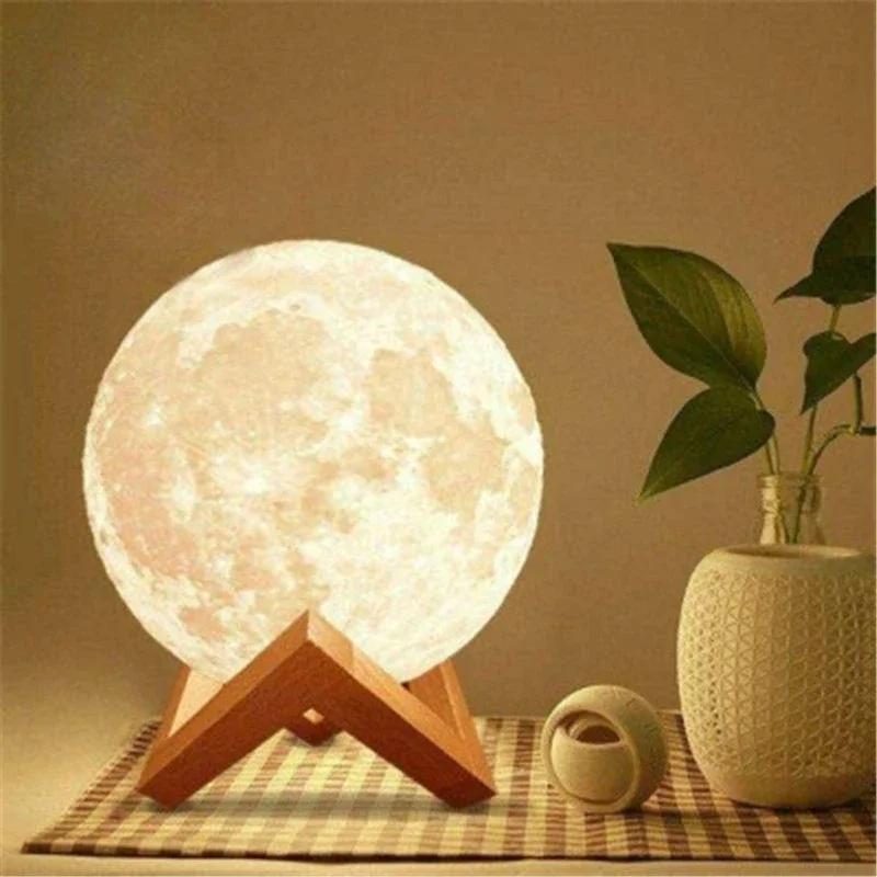 LED Night Light 3D Printing  Lamp with Stand 8CM/12CM Battery Powered 7 Color Change   Night Lamp  Decor Galaxy lamp Sunset lamp
