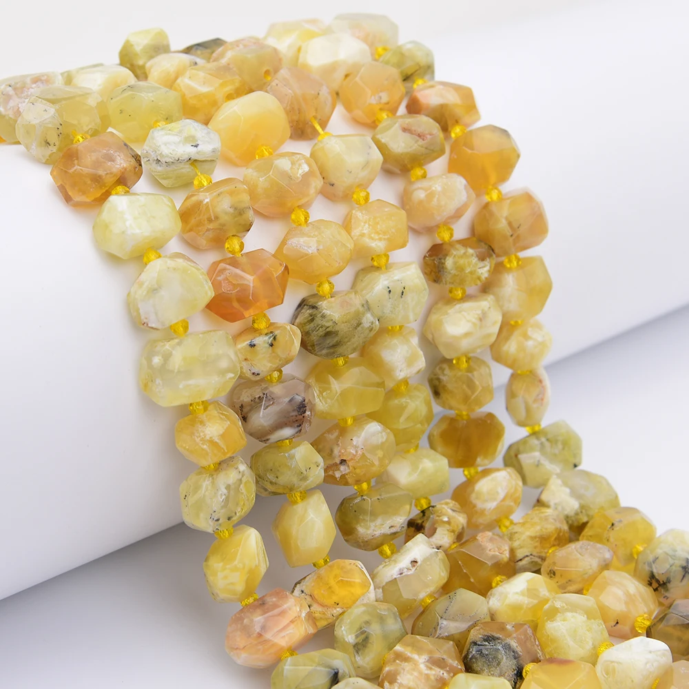 APDGG Natural Yellow Opal Stone Hand Cutting Big Nugget Loose Beads 16'' Strand Pendant Jewelry Making DIY