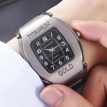 남자 비즈니스 시계 배럴 모양 석영 운동 우아한 3 손 스테인레스 스틸 스트랩 패션 쥬얼리 남성 드레스 쿼츠 시계