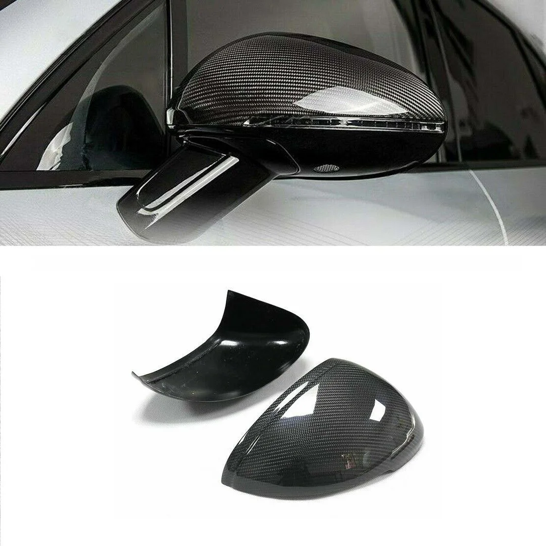 

Carbon Fiber Car Side Door Wing RearView Mirror Cover Trim Caps Add On Style Accessories For Porsche Macan 2014-2022