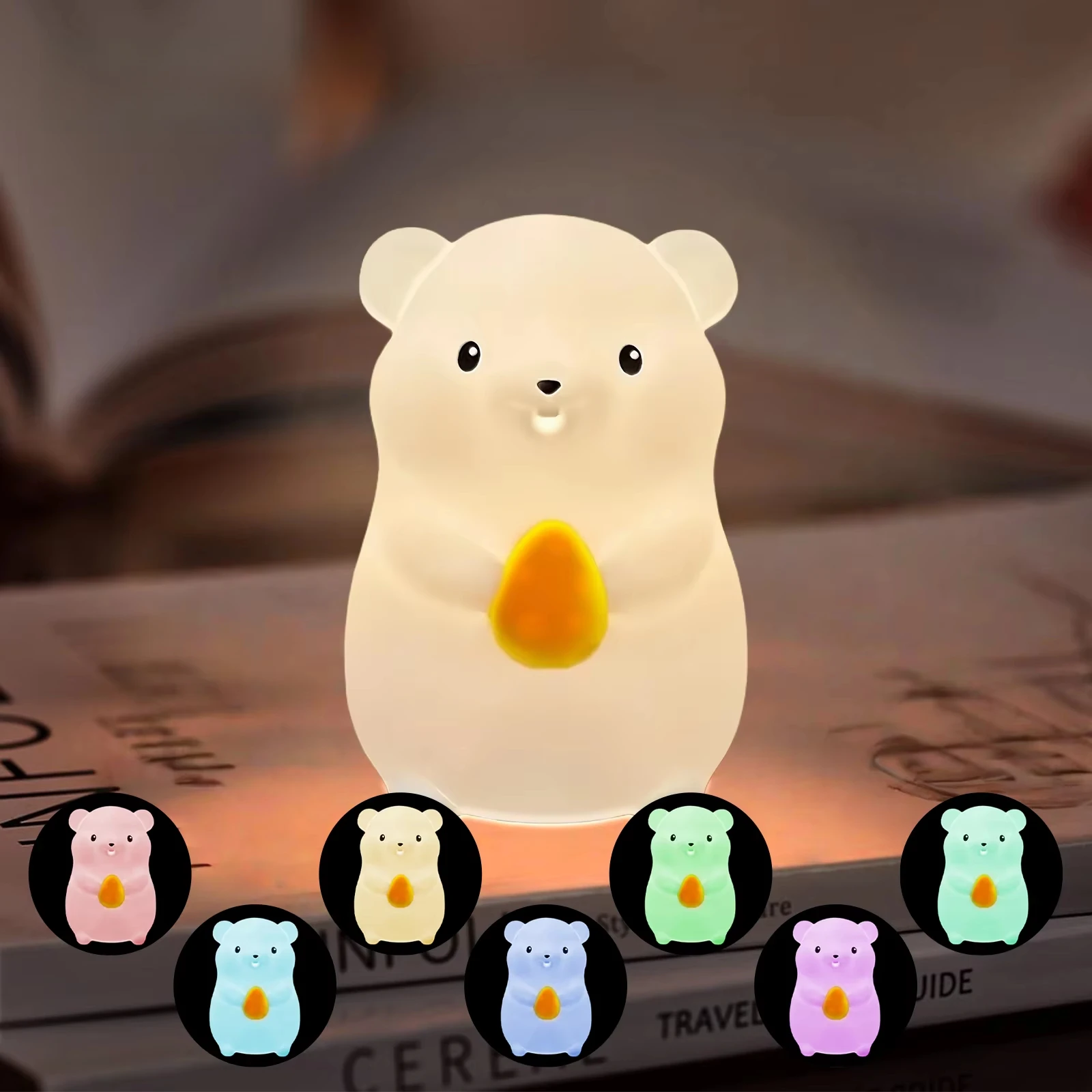 HPH Unicorn LED Night Light Touch Sensor Cute Silicone RGB Mood Light Changing Table Lamp Christmas Gift Bedroom Lighting