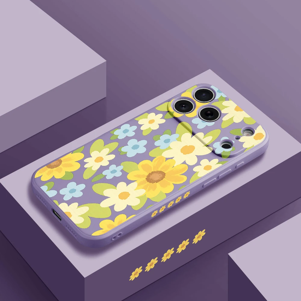 آيفون 17 برو ماكس 17 الهواء 16 15 14 13 12 11 برو ماكس XS ماكس 7 8 زائد 16e 16 زائد غطاء من البولي يوريثان كوكه صغيرة الأزهار جراب هاتف #1