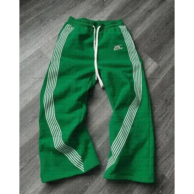 2026 Men's Kid Casual Pants Y2k Jogging Harajuku Striped Drawstring Sweatpants Loose Straight Leg Pants