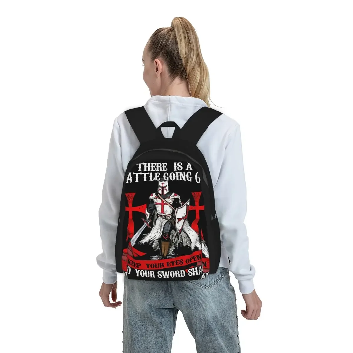 Knights Templar Cross Shield Symbol Medieval Sword Emblem Backpack BookBag Children School Bag Computer Shoulder Bags