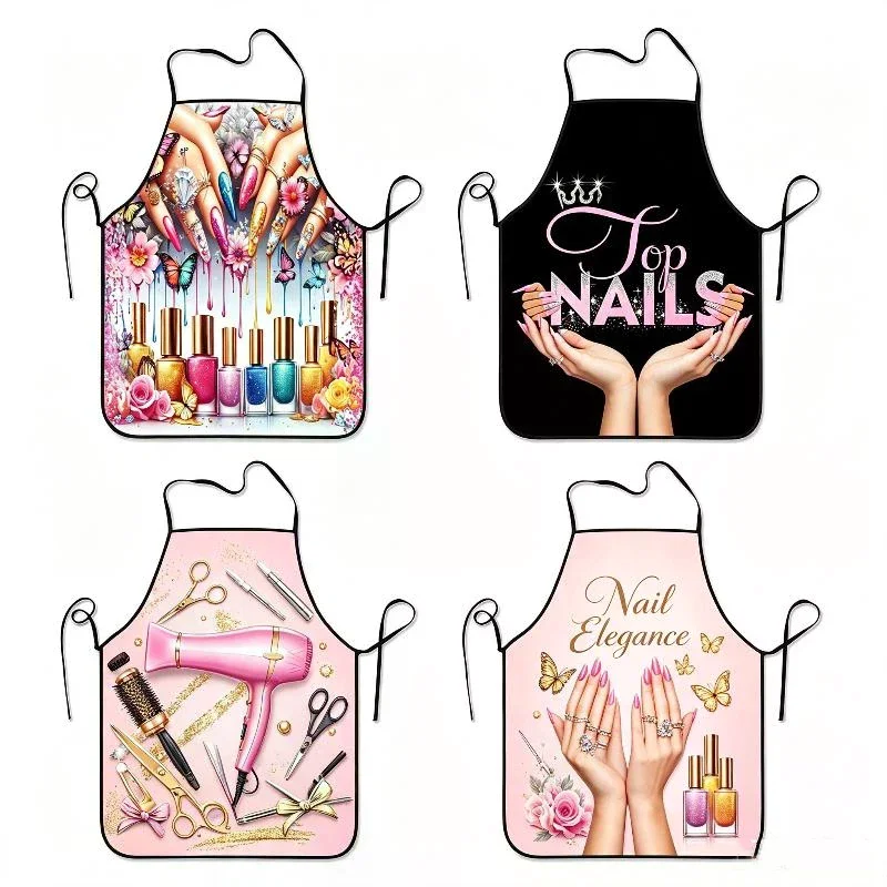 Fashion Nail Artist Salon Apron Men Women 3D Printing Anti Fouling Waterproof Creative Household Chef Cooking No Stain