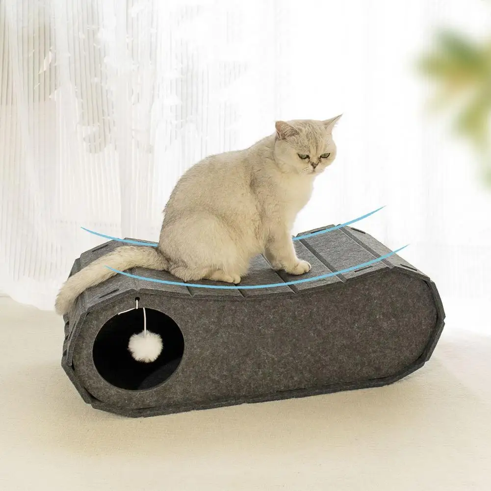 

Cat Nest Extra Felt Cat Tunnel Bed Nest Hideaway for Indoor Cats Pet House Play Tunnel with Detachable Cave Bed for Multiple