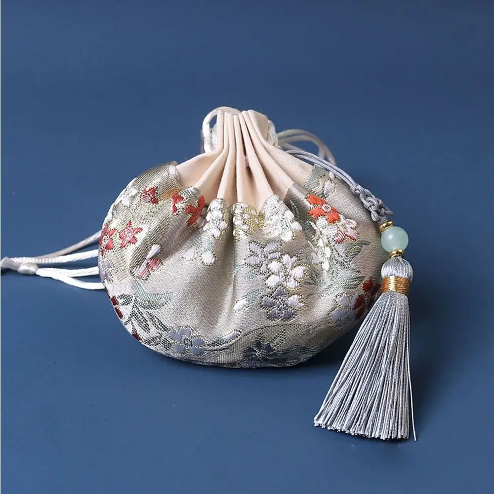 Multi Color Tassel Flower Pattern Necklaces Case Chinese Style Storage Bag Women Jewelry Bag Purse Pouch Empty Sachet