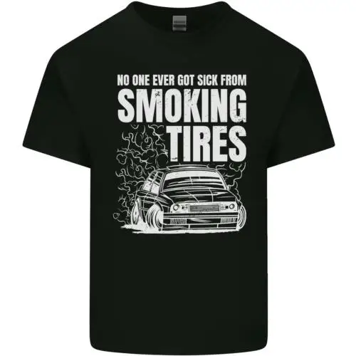 Burning Tires Car Drifting Mens Cotton T-Shirt Tee Top