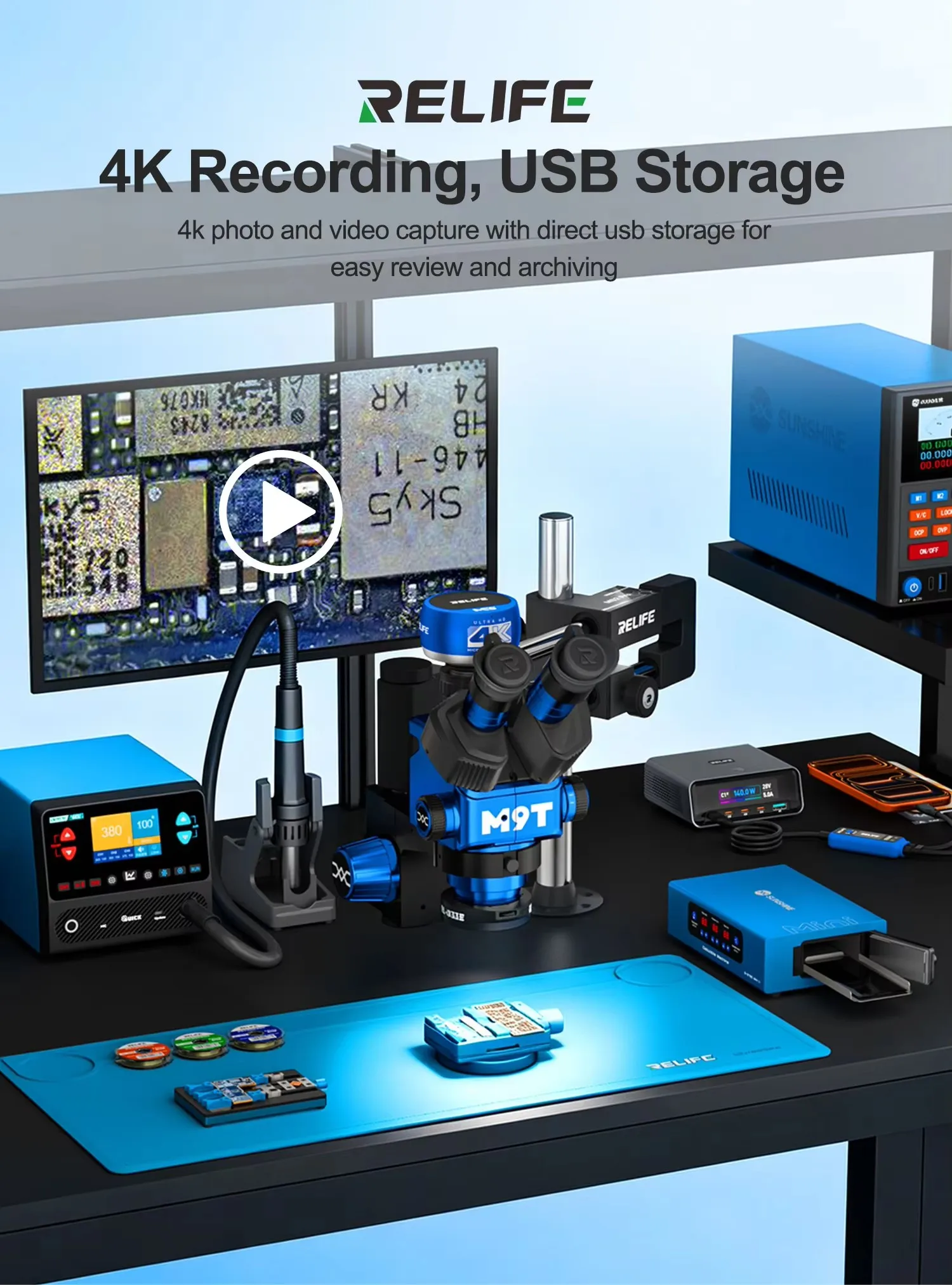 RELIFE MC5 4K 60FPS Microscope Camera HD Pixel HDMI High-Speed Transmission 4K Video Image Output For PCB Chip Solder RepairTool