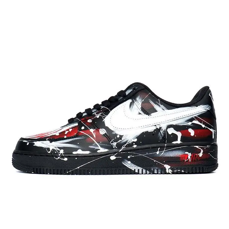 

[Невероятные мужские туфли для скейтборда Marvel Venom Spider в красном и черном цвете] Nike Air Force 1, мужские низкие красные, черные туфли