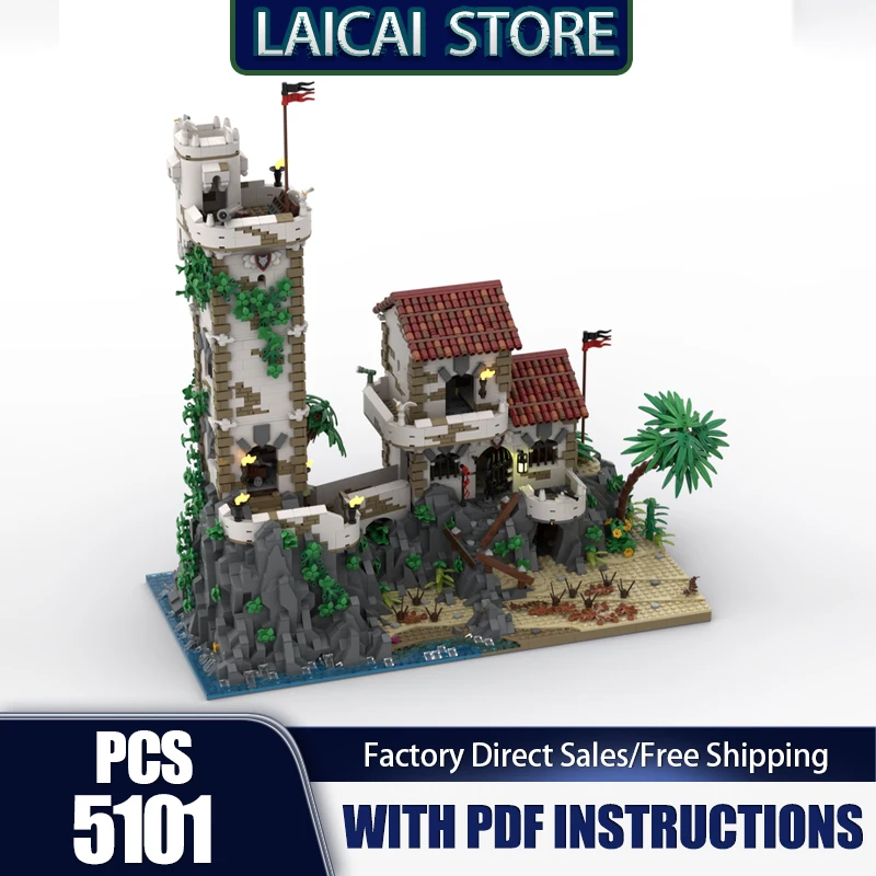 Medieval Castle Model Moc Building Bricks Old Guard House and Tower Model Technology Modular Block Christmas DIY Toy HolidayGift