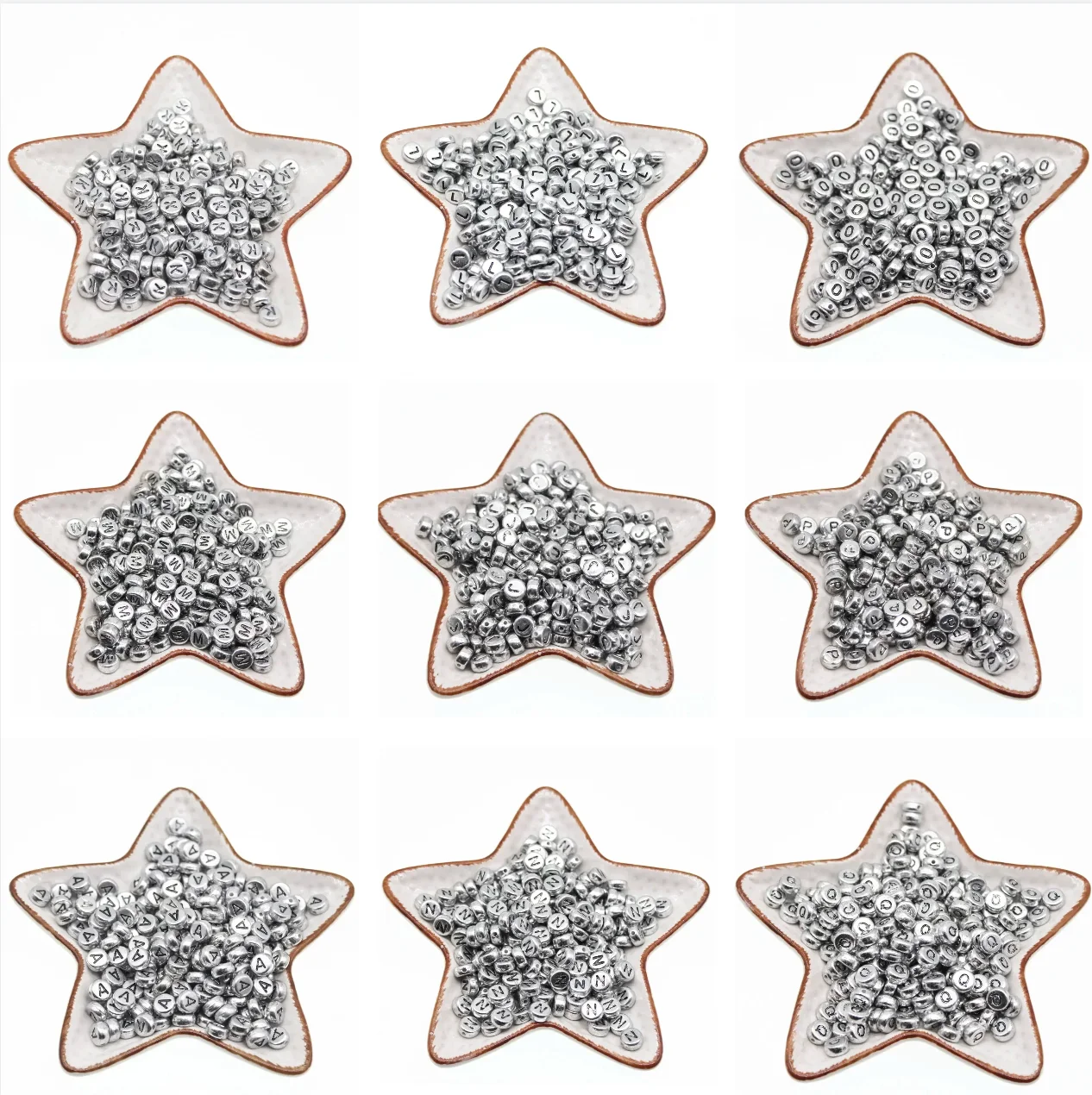 

100-500PCS Acrylic A-Z 26 Letter Beads Silver Color Round Loose Spacer Alphabet Beads for Jewelry Making Diy Handmade Bracelet