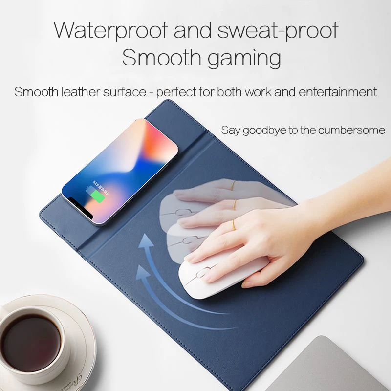 Mouse pad, desk pad, wireless charging, 15w, fast charging for mobile phones, waterproof, anti-slip, customizable