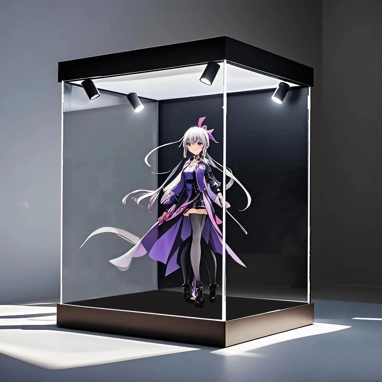 

Перезаряжаемая встроенная акриловая витрина с точечным светильником, не сборка, прозрачная фигурка, коллекционная коробка для хранения модели