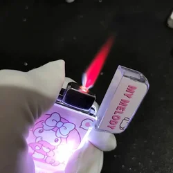 Kawaii Kuromi Pink Flame Lighter Creativity Strobe Light Igniter Hello Kitty Lighter Cinnamoroll Melody Girl Smoking Accessories