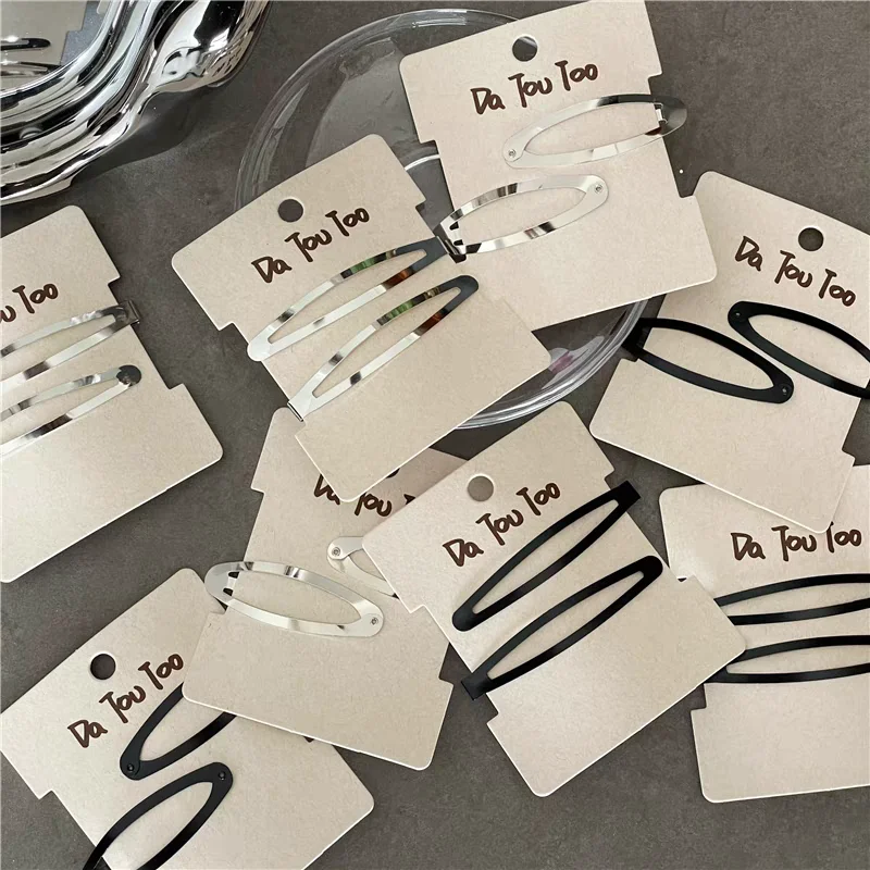 

4pc Fashion and Minimalist Alloy Silver Black Classic BB Hairpin Hair Side Clips for Girls Women Korean Hair Accessories