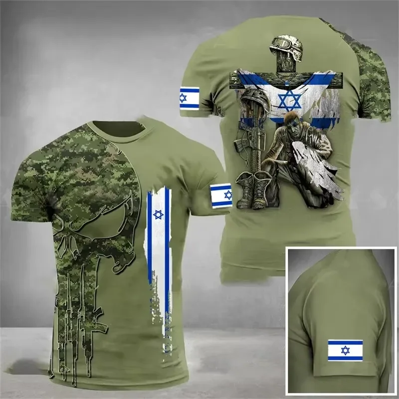 Israel Flag T Shirt Men Tactical Sports Gym 3D Printed Soldier Forest Camouflage Tee Top Casual Summer Clothing For Male